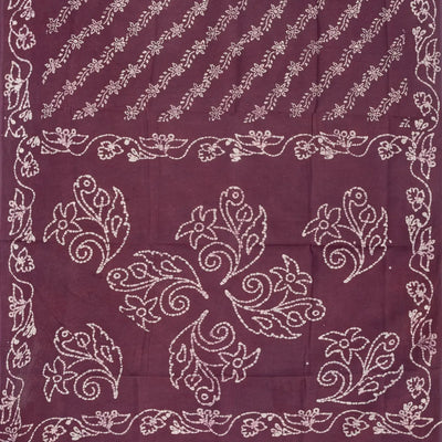 Lilac Sungudi Cotton Saree With Tie & Dye Floral Motifs