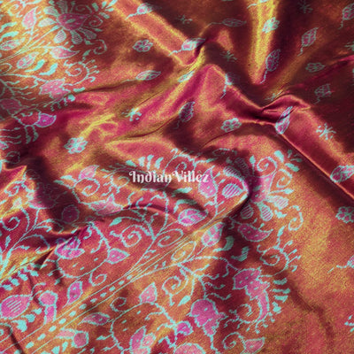 Maroon Pink Body Tissue (Zari) Sambalpuri Silk Saree