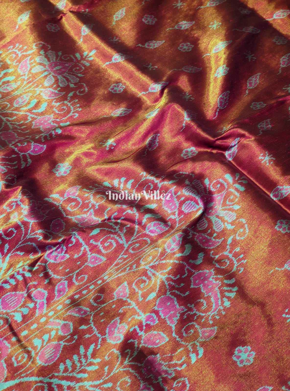 Maroon Pink Body Tissue (Zari) Sambalpuri Silk Saree