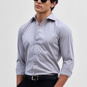 Light Grey Slim Fit Stretch Shirt