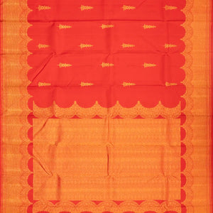 Peach Handloom Kanchipuram Silk Saree With Meena Buttas