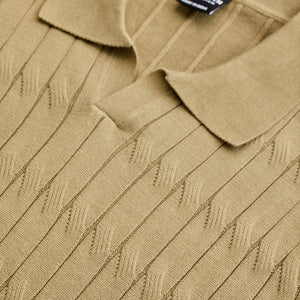 Khaki Knitted Polo T-Shirt