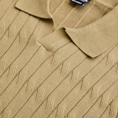 Khaki Knitted Polo T-Shirt