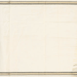 Cream Handloom Silk Cotton Saree With Checks & Contrast Border