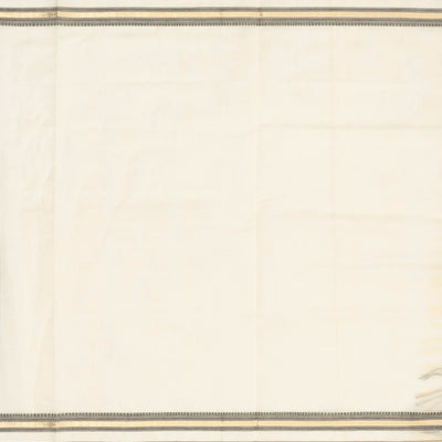 Cream Handloom Silk Cotton Saree With Checks & Contrast Border