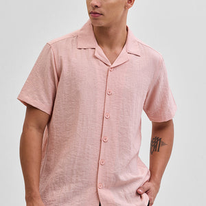 Peach Box Fit Linen Blend Shirt