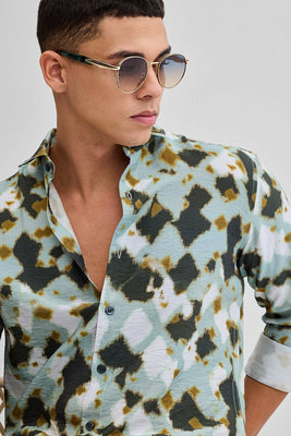 Green Textured Abstract Shirt