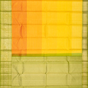 Yellow Handloom Kanchipuram Korvai Silk Saree With Zari Stripes