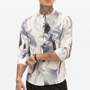 Off White Abstract Slim Fit Shirt