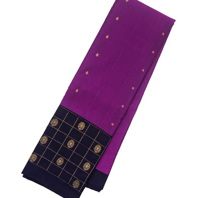 Purple Handloom Soft Silk Saree With Kamalam Buttas