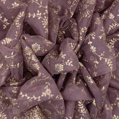 Lilac Woven Supernet Saree With Embroidered Floral Motifs