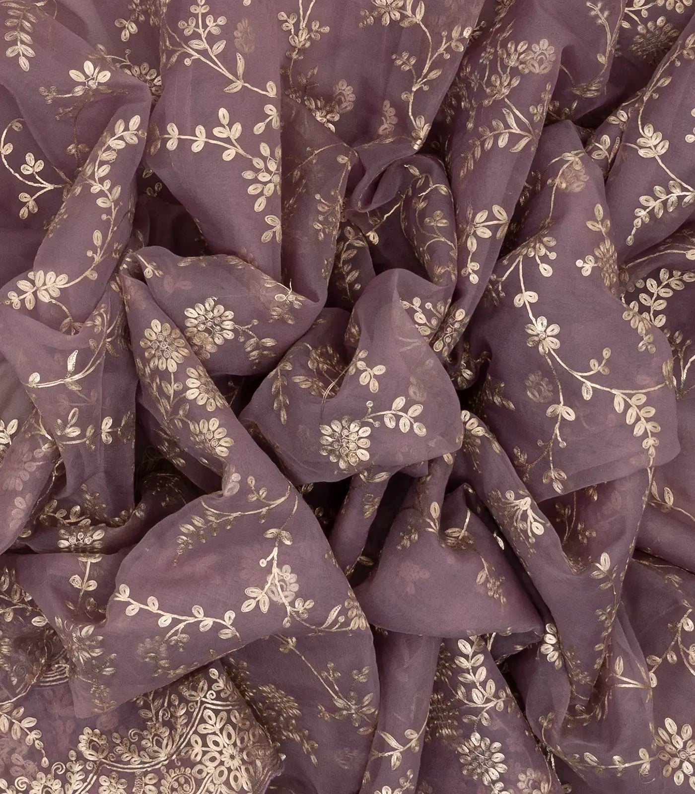 Lilac Woven Supernet Saree With Embroidered Floral Motifs