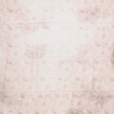 Light Peach Handloom Linen Saree With Printed Flowers