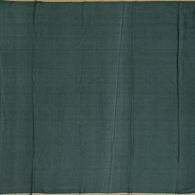 Bottle Green Mysore Crepe Silk Saree With Floral Motifs & Zari Border