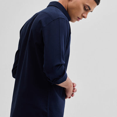Navy Solid Twill Shirt