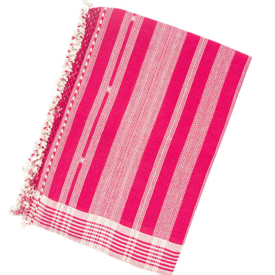 Hot Pink Handloom Bhujodi Cotton Saree With Buttas