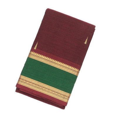 Maroon Handloom Kanchi Cotton Saree With Tree Buttas