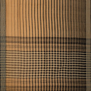 Beige Handloom Bengal Cotton Saree With Black Stripes