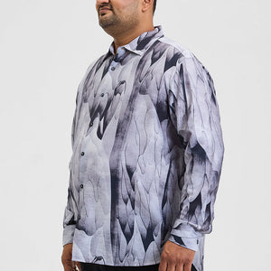 Light Grey Abstract Regular Fit Shirt