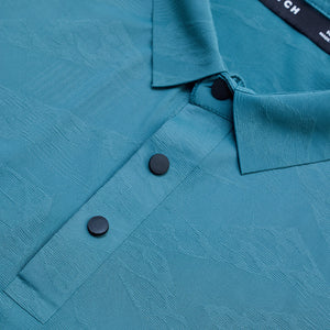Teal Textured Stitchless Polo T-Shirt