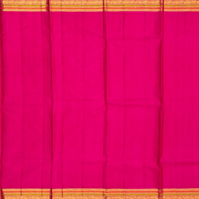Pista Green Handloom Kanchipuram Korvai Silk Saree With Pink Border