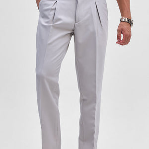 Light Grey Slim Fit Stretch Trousers