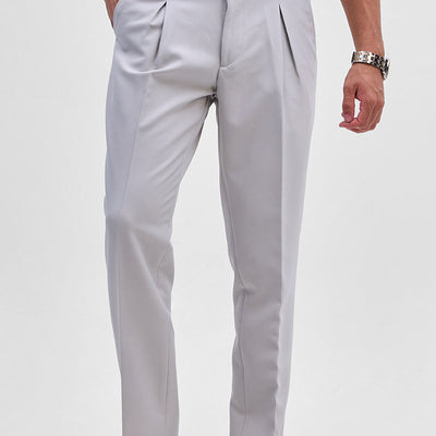 Light Grey Slim Fit Stretch Trousers