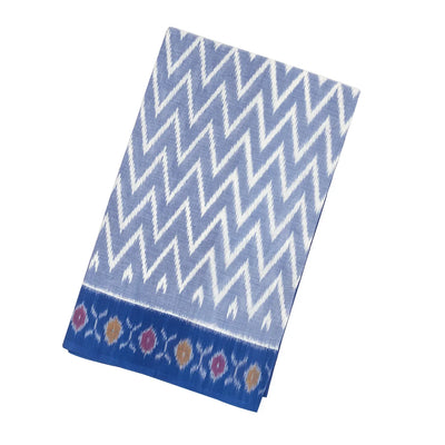 Light Blue Handloom Orissa Cotton Saree With Blue Border