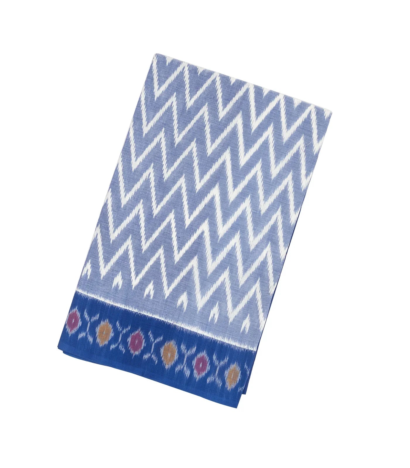 Light Blue Handloom Orissa Cotton Saree With Blue Border