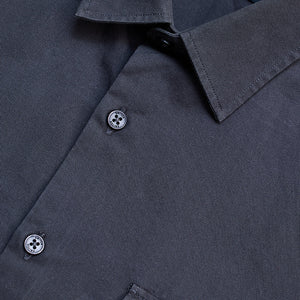 Charcoal Grey Solid Double Pocket Overshirt