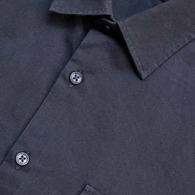 Charcoal Grey Solid Double Pocket Overshirt