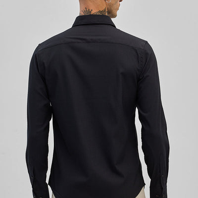 Black Textured Slim Fit Shirt