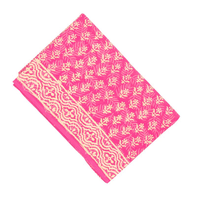 Pink Woven Jaipur Cotton Saree Printed With Floral  Motifs