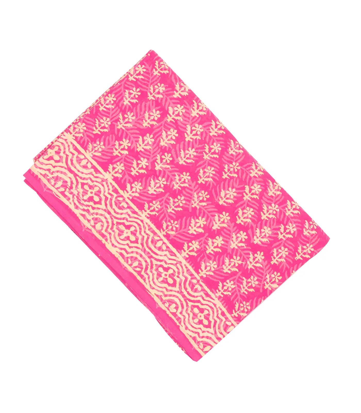 Pink Woven Jaipur Cotton Saree Printed With Floral  Motifs