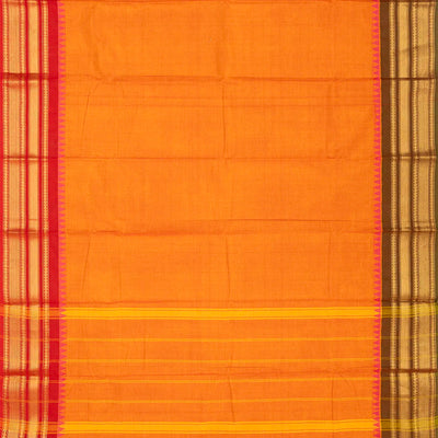 Mango Yellow Chettinad Cotton Saree With Ganga Jamuna Border