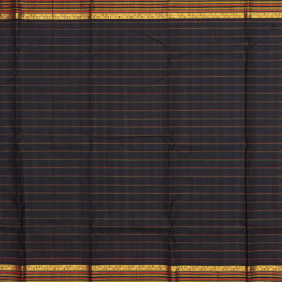 Yellow Handloom Kanchipuram Korvai Silk Saree With Meena Checks