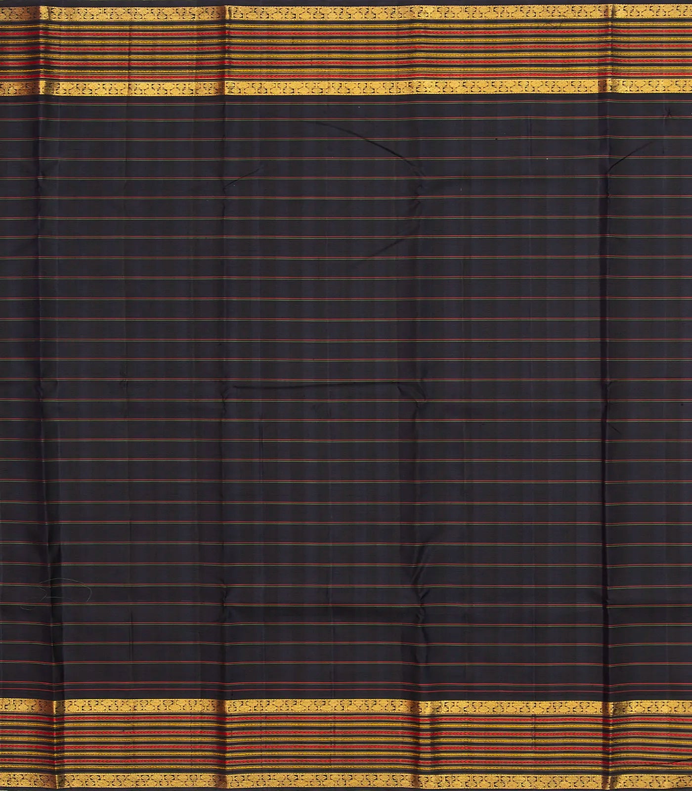 Yellow Handloom Kanchipuram Korvai Silk Saree With Meena Checks