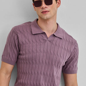 Mauve Knitted Polo T-Shirt
