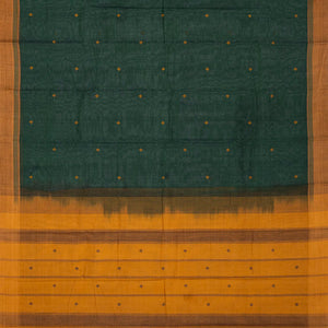 Bottle Green Handloom Rasipuram Cotton Saree With Plus Buttas