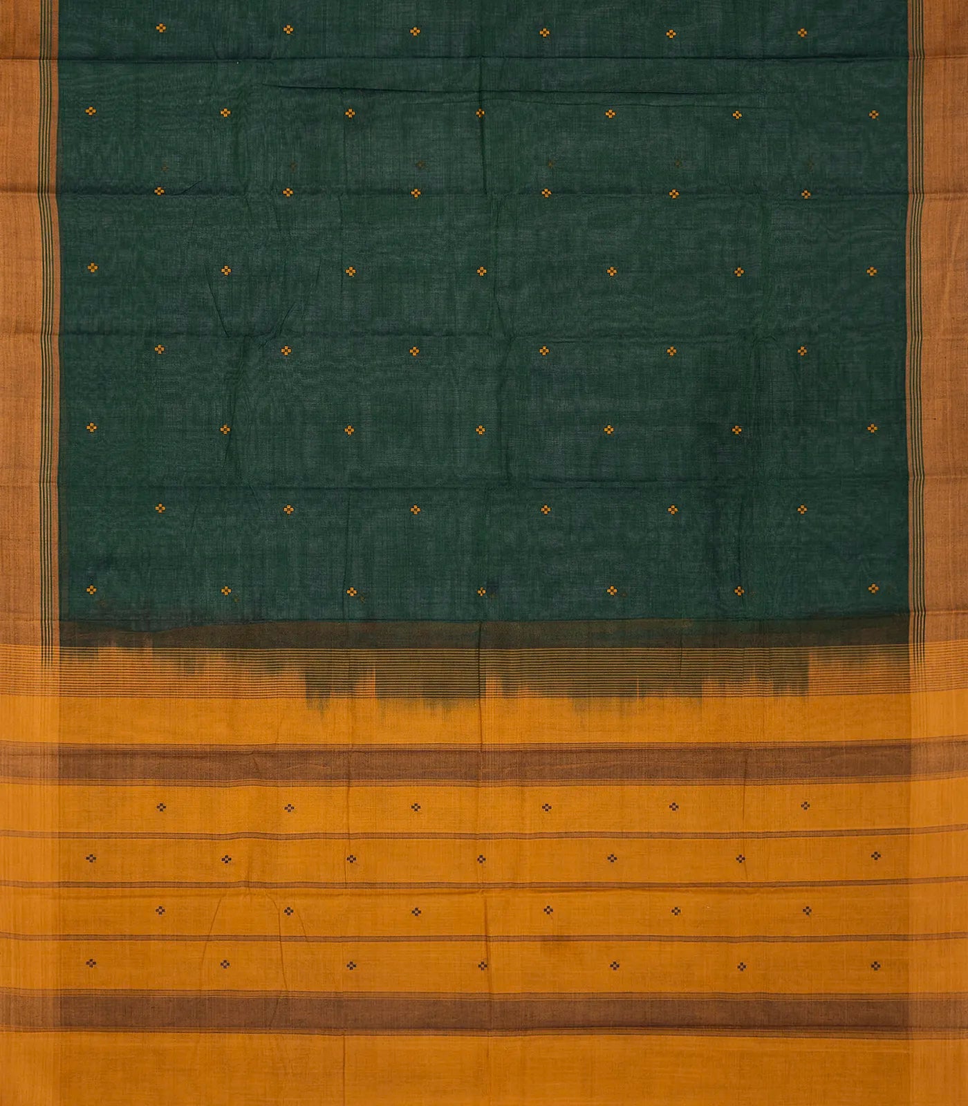 Bottle Green Handloom Rasipuram Cotton Saree With Plus Buttas