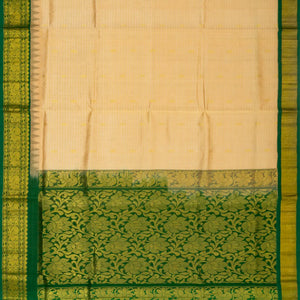 Sandal Handloom Silk Cotton Saree With Checks & Buttas