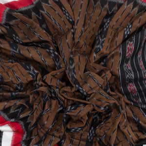 Black Handloom Orissa Cotton Saree With Tie & Dye Flower Motifs