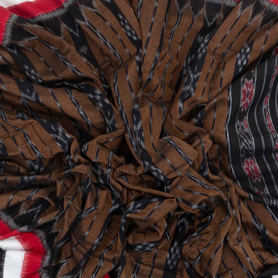 Black Handloom Orissa Cotton Saree With Tie & Dye Flower Motifs