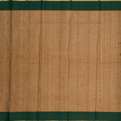 Dark Olive Handloom Kanchi Cotton Saree With Checks