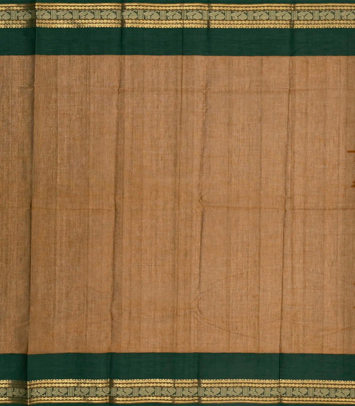 Dark Olive Handloom Kanchi Cotton Saree With Checks