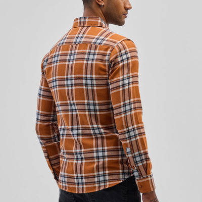 Orange Checks Slim Fit Shirt