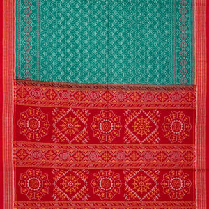Cyan Handloom Orissa Cotton Saree With Tie & Dye Floral Motifs