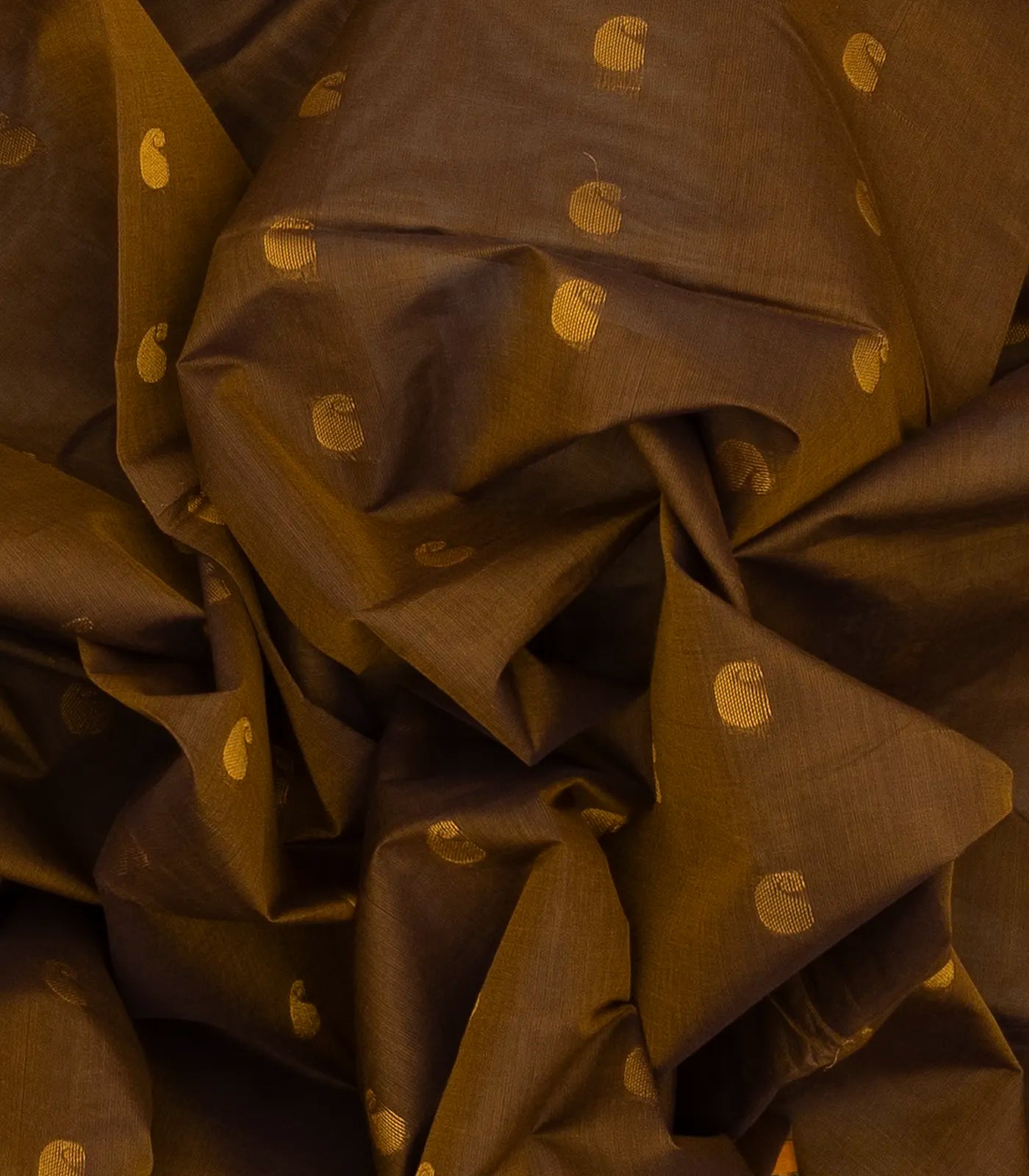 Dark Olive Venkatagiri Cotton Saree With Mango Motifs