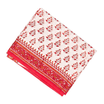 White Woven Jaipur Cotton Saree Printed And Floral  Motifs