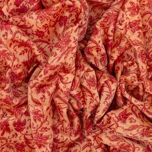 Sandal Handloom Chanderi Cotton Saree With Printed Floral Motifs